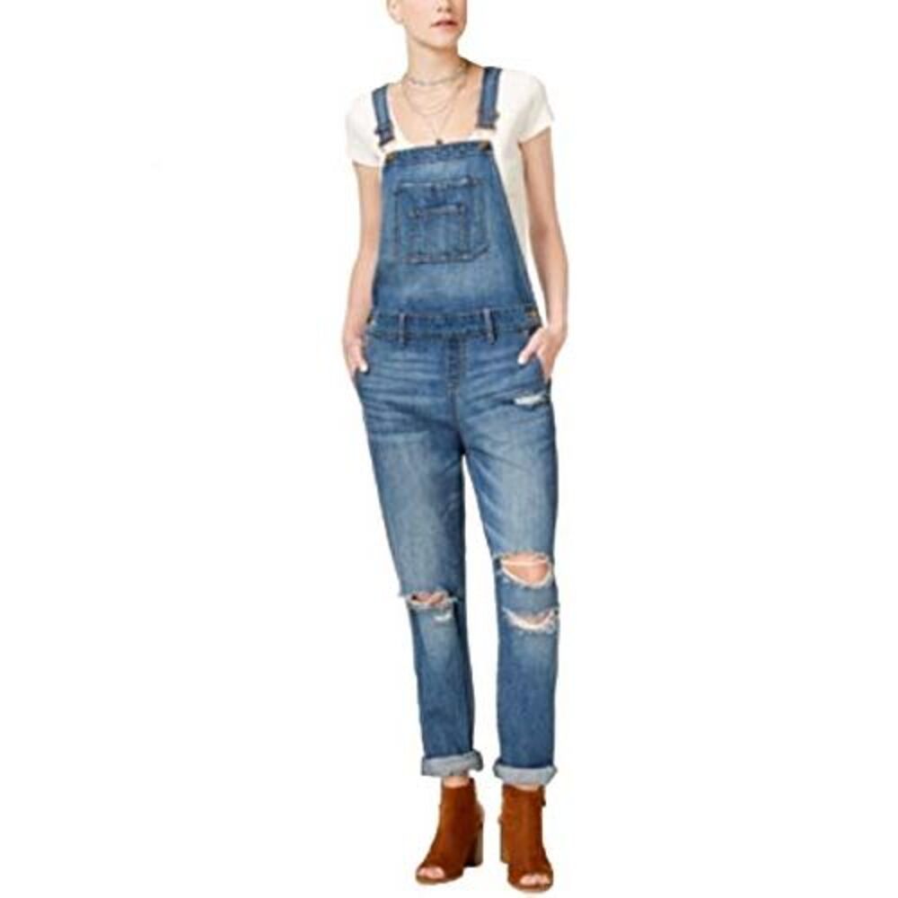 American Rag Juniors Ripped Cuffed Overalls - Picture 2 of 4